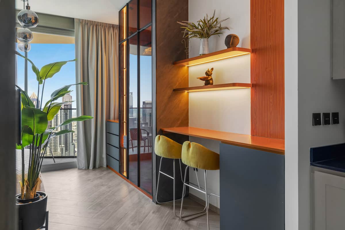 Vista del progetto Peninsula Three a Dubai